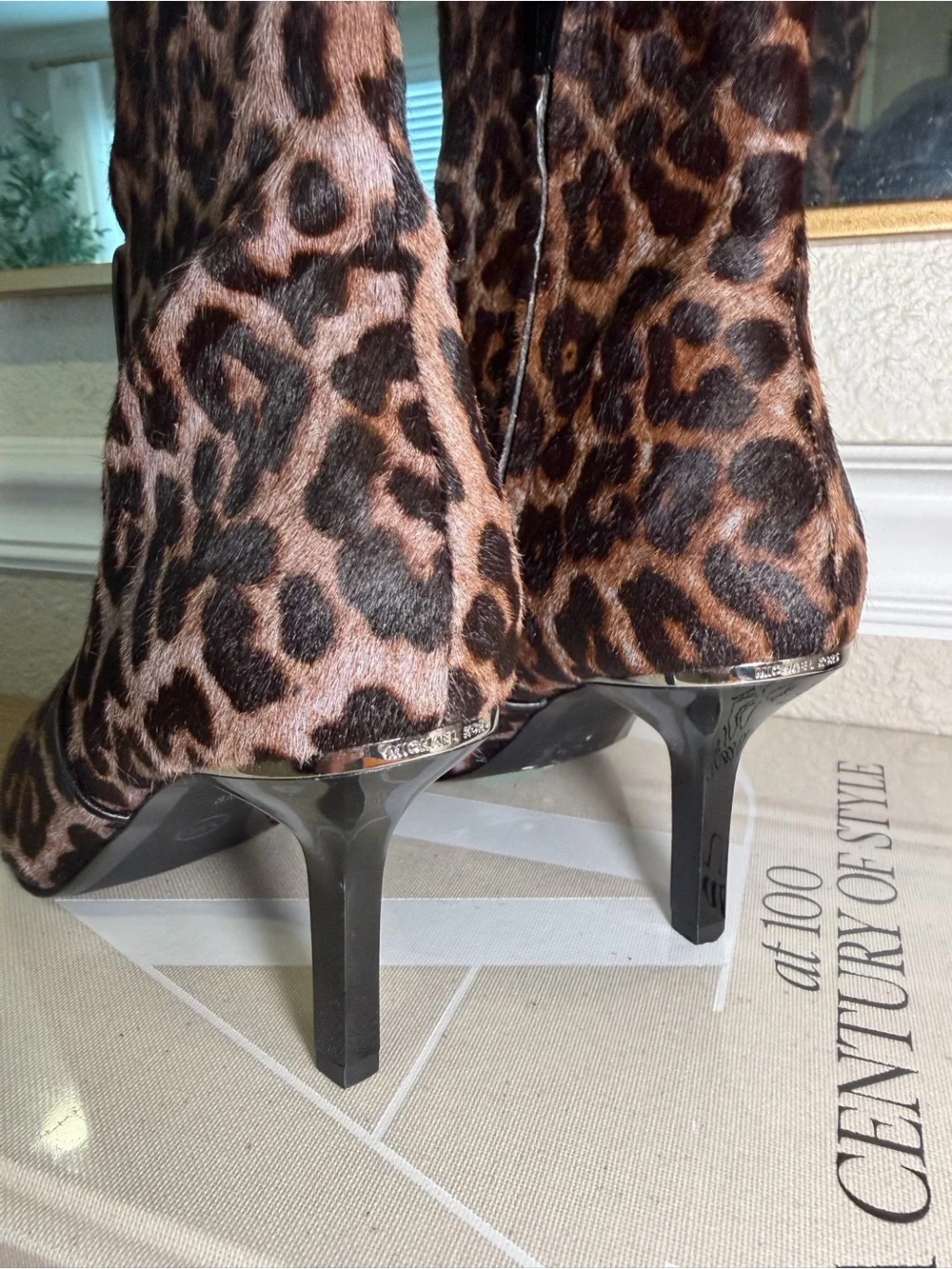 Michael Kors Katerina Leopard Print Calf Hair Knee High Stiletto Boots Sz 8 - Picture 4 of 9